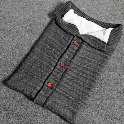 Newborn Infant Toddler Thick Warm Fleece Knitted Crochet Hooded Swaddle Wrap Sleep Sack Sleeping bag