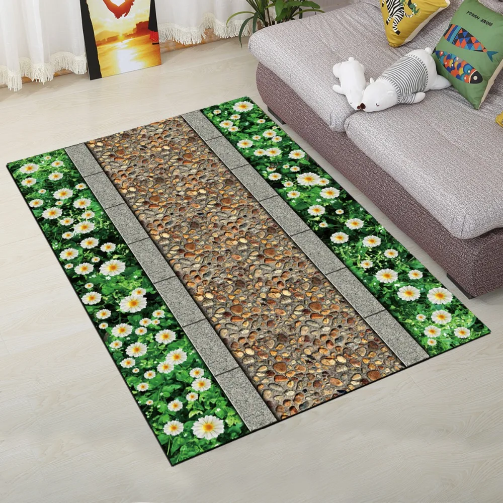 
Grass Carpet High Quality With Certification 3D Green Stone Anti-slip Home Hotel Decorative Mat Rug 