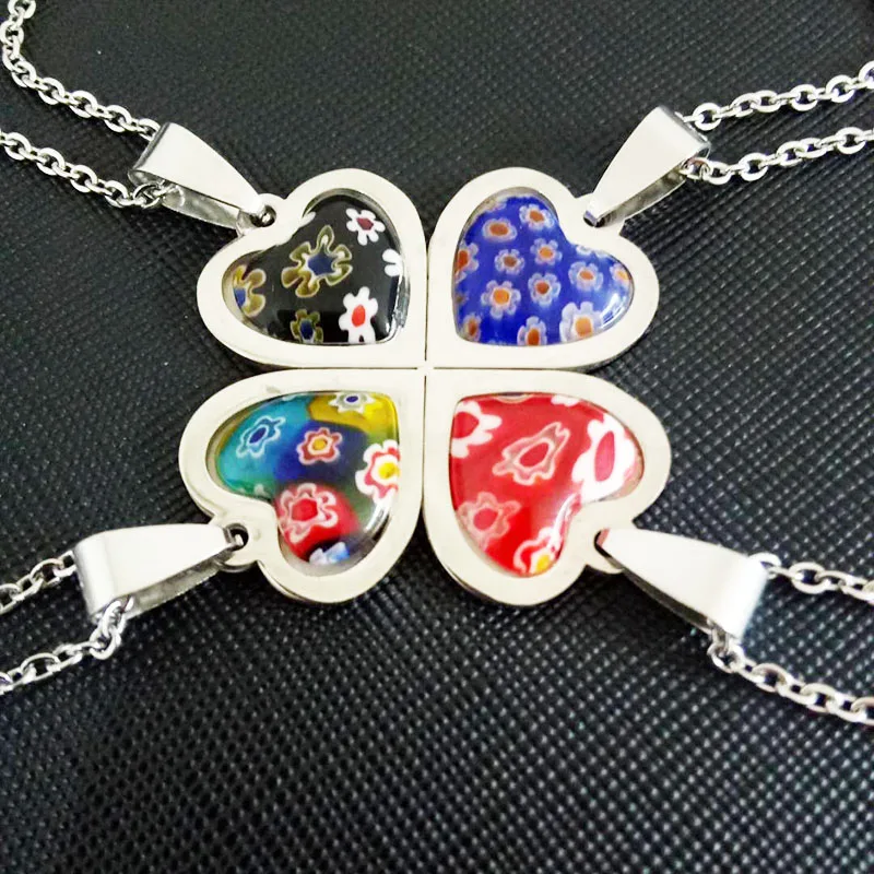 4 heart combine into one flower acrylic pendant jewelry necklace