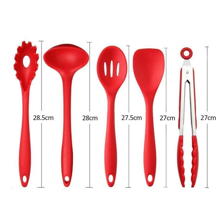 colorful festival silicone kitchenware non stick safe cooking tools spatula utensil set with turner spoon