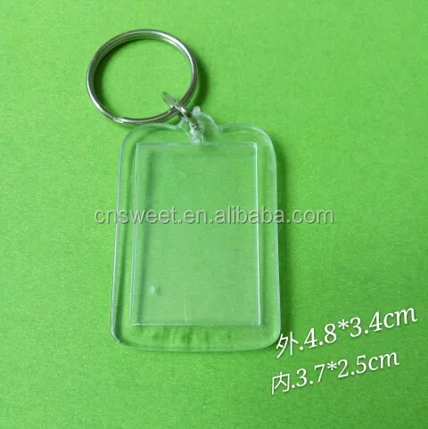 Rectangle plastic photo transparent acrylic keychain 35*45mm