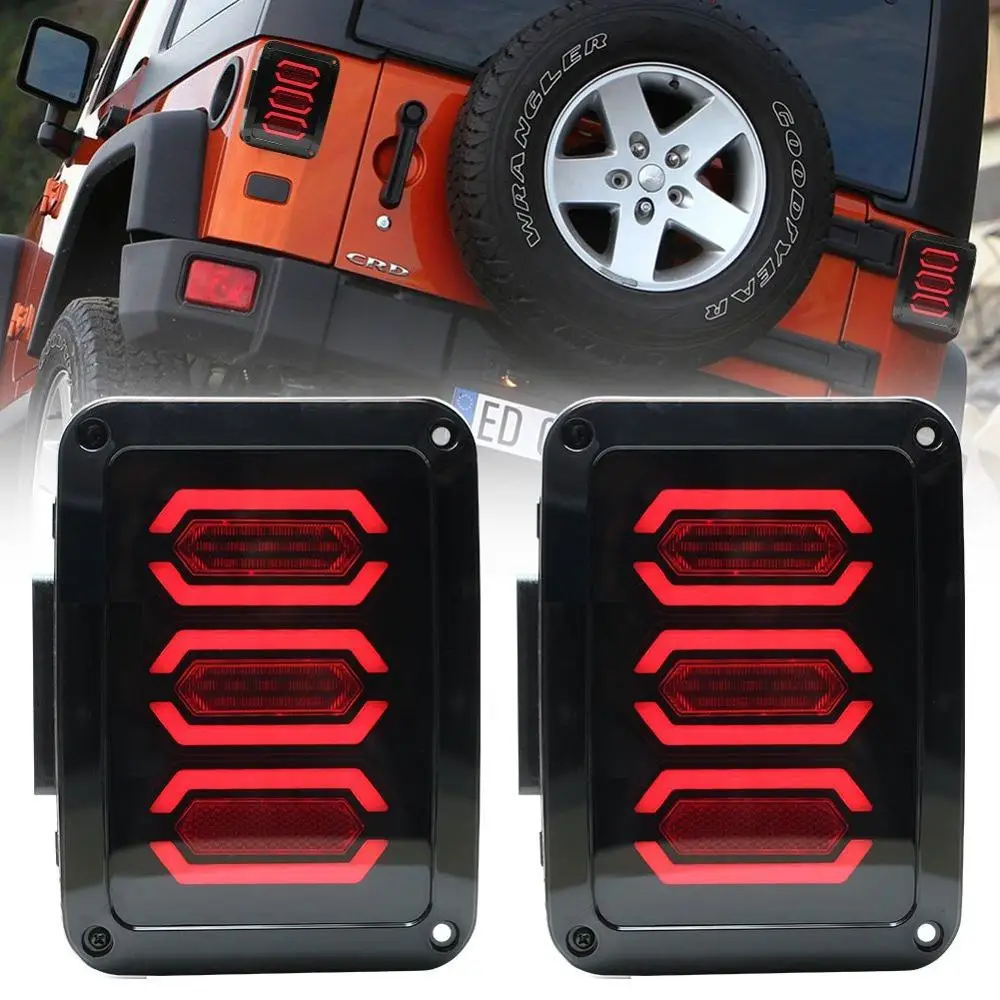 Morsun-Newest for 2007-2018 JK JKU Wrangler black led rear tail light  brake/reverse tail lamps for jeep
