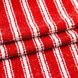 Stylish beautiful red white striped mesh sequin embroidery fabric for women
