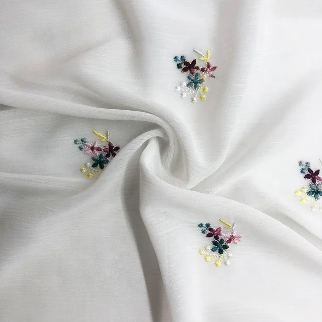 HA-14846E Small flower design 100%Polyster embroidery textile fabric embroidery tulle chiffon lase fabric