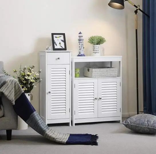 Bathroom 4 Drawer Cabinet White Wooden Storage Cupboard Standing Unit