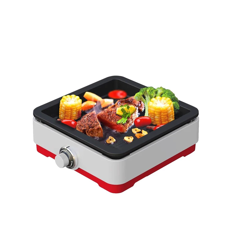 Electric Reversible Grill Griddle with Removable Nonstick Plate and Stainless Steel Pot Temperature Control Indoor