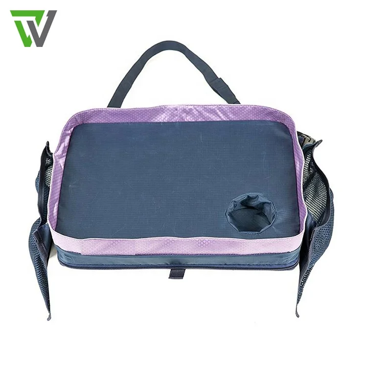 Pink kids travel tray for car