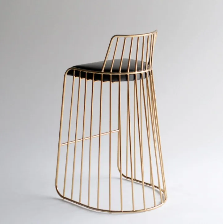 Роскошный латунный барный стул с вуалью для невесты для отдыха, Роскошная золотая металлическая обеденная рама из нержавеющей стали