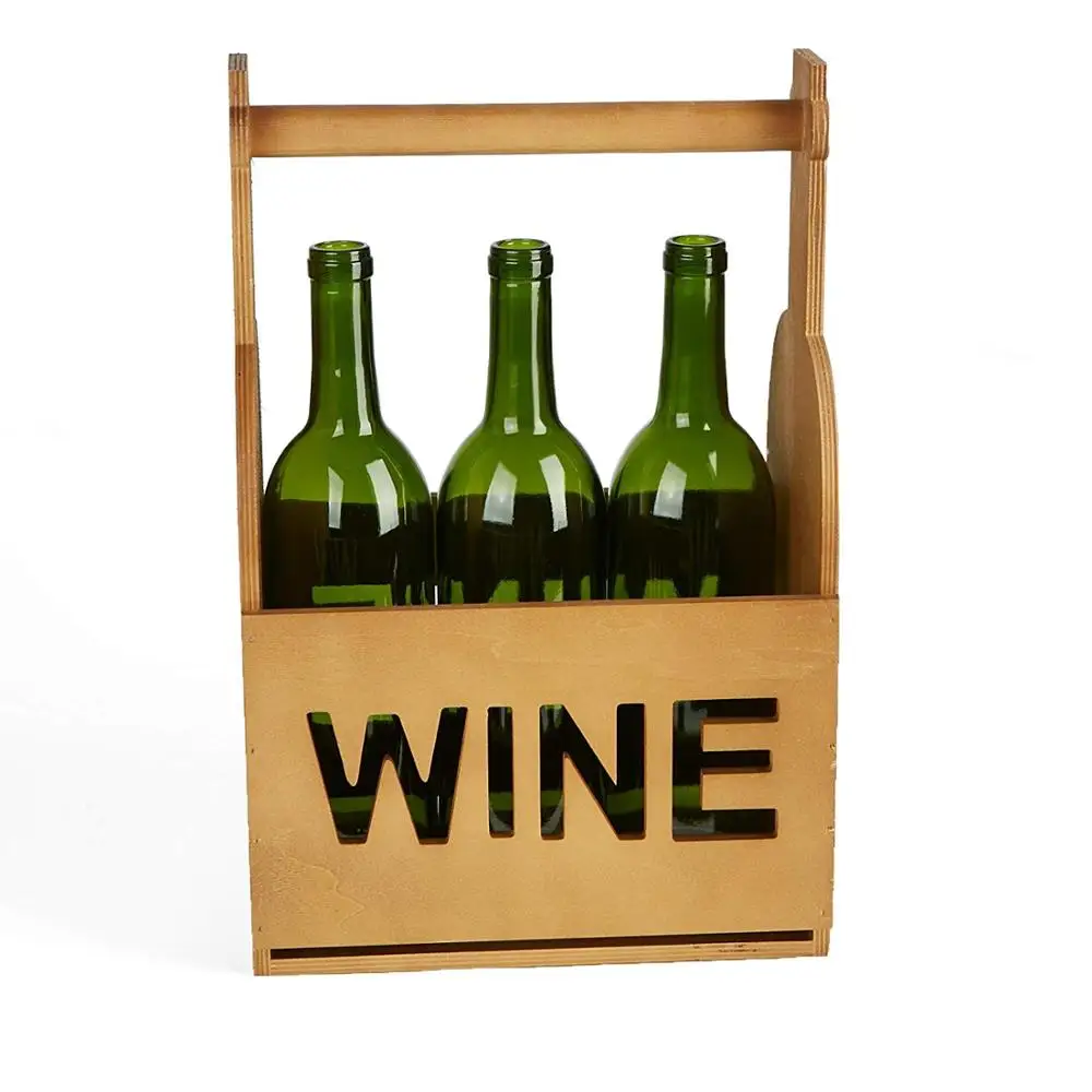 Antique Handmade 6 Bottle Wooden Beer Wine Carrier with Handle