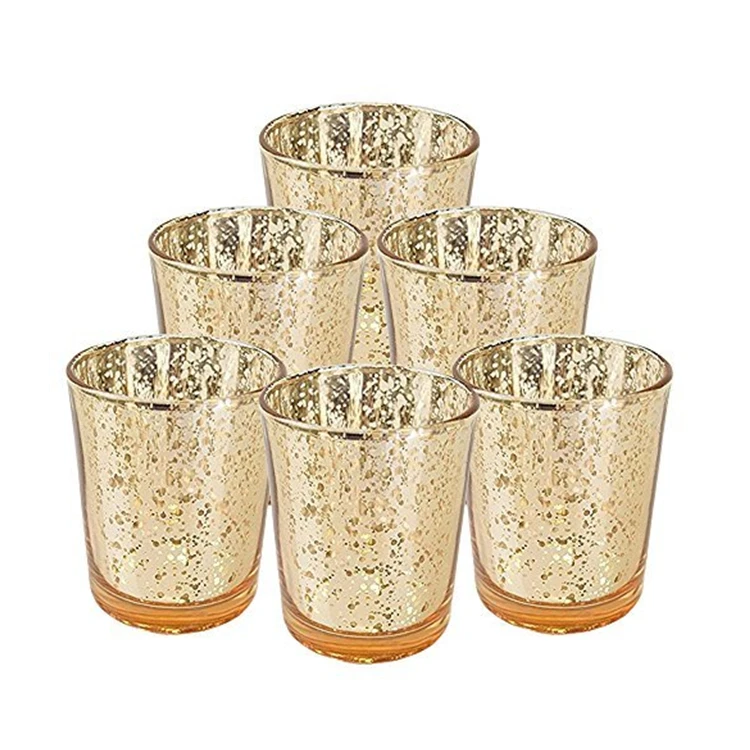 Призрачный золотой стеклянный подсвечник 2,75 дюйма, подсвечники для свадеб/вечеринок/домашнего декора