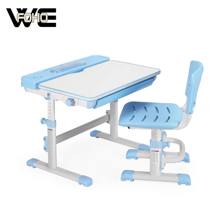 EASY install Kids desk chair height adjustable non-toxic writing children study desk with led lamp