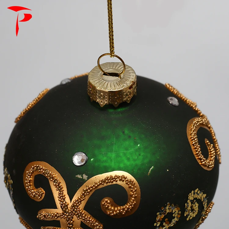 Wholesale Cone Velvet Green Christmas Decoration Ball with Sequins Ornaments Bulk Vintage