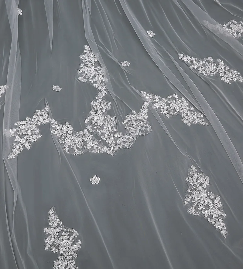 3 Meters Bridal Veils Two Layer Lace Ivory Long Wedding Dress Veil