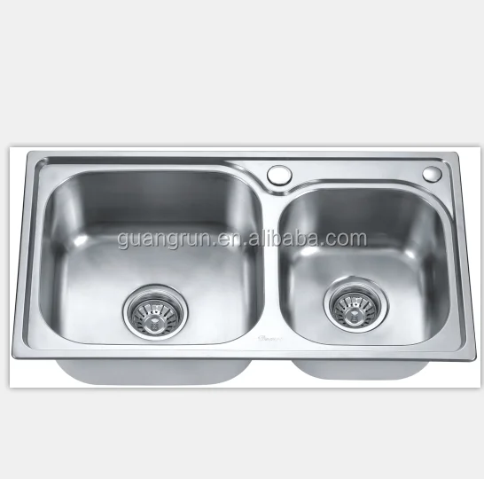 Top Mounted Stainless Steel Double Rectangular Bowl Kitchen Sink GR-631