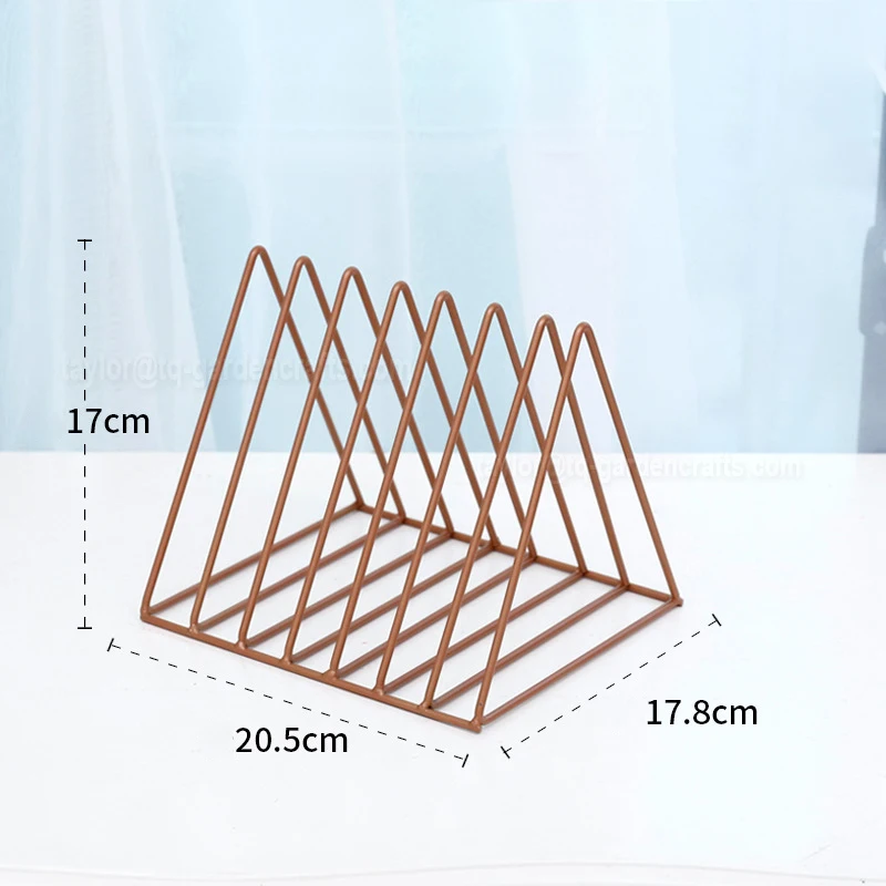 Iron Frame Magazine Book Stand Modern Simple Style Triangle Shape Design Decorative Desktop Organizer