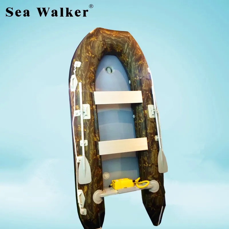 Seawalker High Quality 3.8M Camouflage Pvc Fishing Sport Boat Inflatable Rubber Boat With Air Deck Floor Rowing Boat With CE