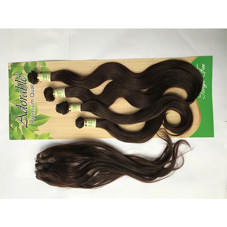 Hot selling synthetic hair extensions braids Brazilian body wave 4# free synthetic hair closure