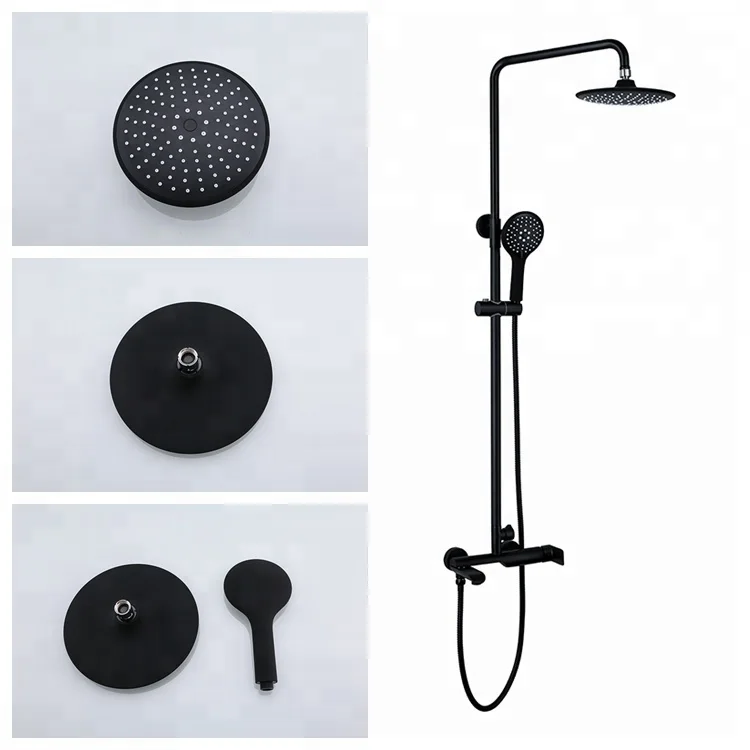 Black Waterfall Bathroom Shower faucet/Mixer/Tap Three functions Shower Set with Headshower and Handshower