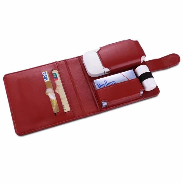 OEM/ODM Best Quality Handmade Weave Flip Leather Wallet Case Cover for IQOS Electronic Cigarette Kits