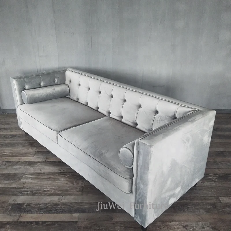 Customized New Design Tuxedo Series Tufted Velvet Living Room Chesterfield Classic Fabric Sofas