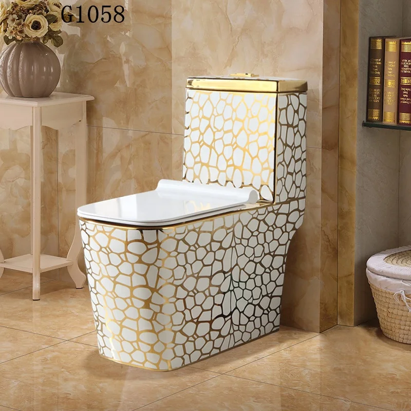 ceramic gold color one piece toilet bathroom golden design wc toilet bowl square shape sanitary ware toilet seat cover
