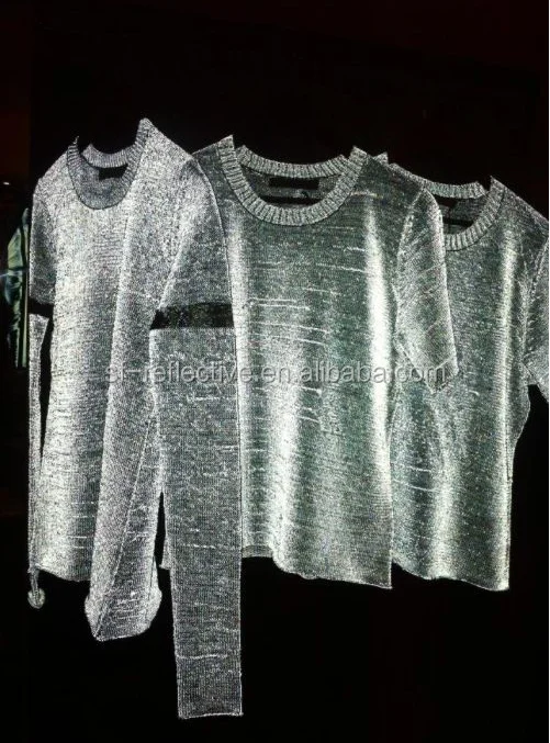 OEM 100% acrylic round neck hi vis reflective sweater with reflective yarn