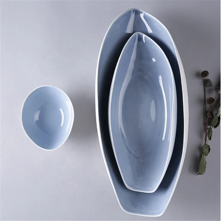 Popular design stoneware boat shaped salad bowls / restaurant dinnerware ceramic bowl for weddings