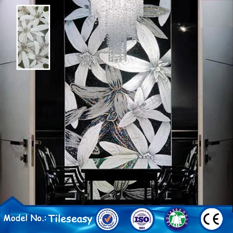interior wall decoration glass flower mosaic tile pictures pattern