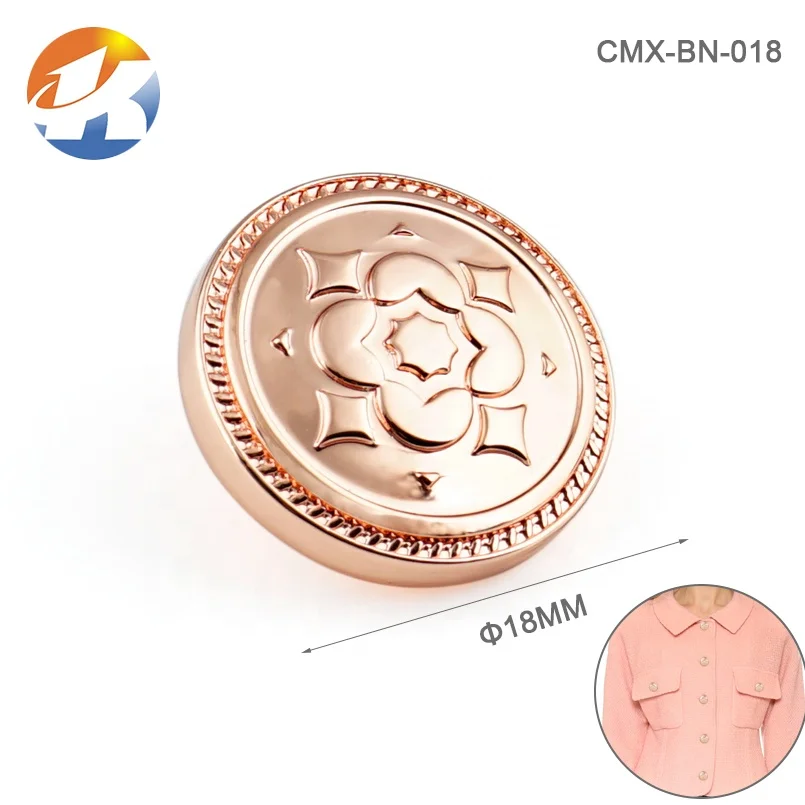 High End Sewing Metal Shank Button Alloy, Custom Rose Gold Jeans Metal Button For Garment
