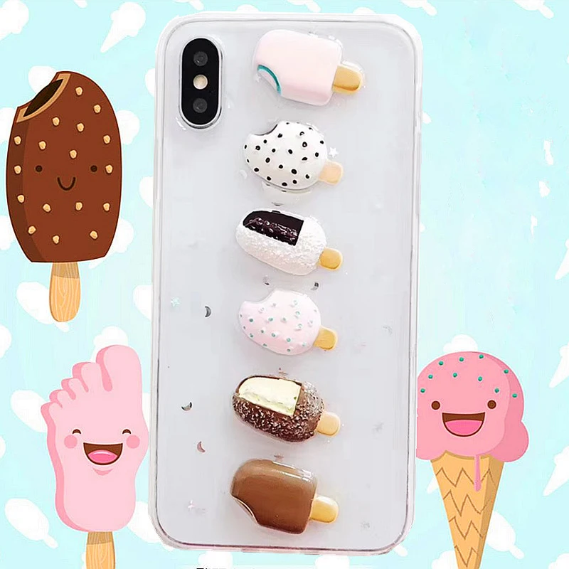 Free Shipping Glitter Ice Creanm Artificial Ornament Crafts Making Resin Cabochon DIY Mobile Phone Shell Accessories