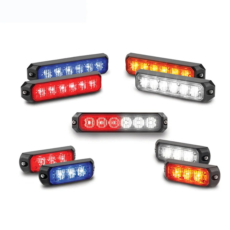Red and blue strobe 6 led mini grille lighthead police lights warning for vehicles