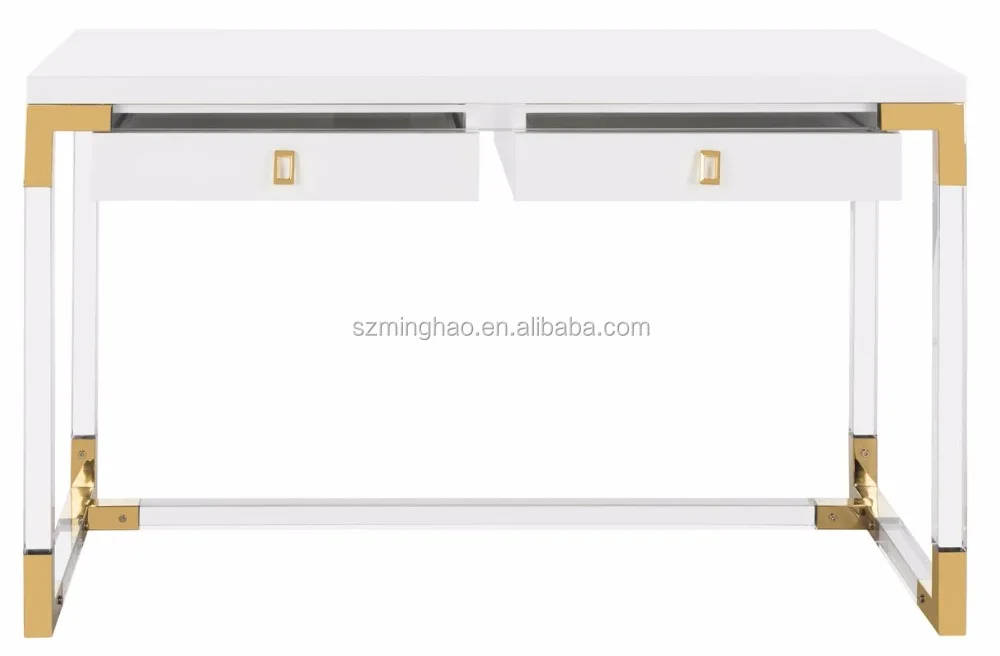 Dressing table, elegant white acrylic dressing table with drawer