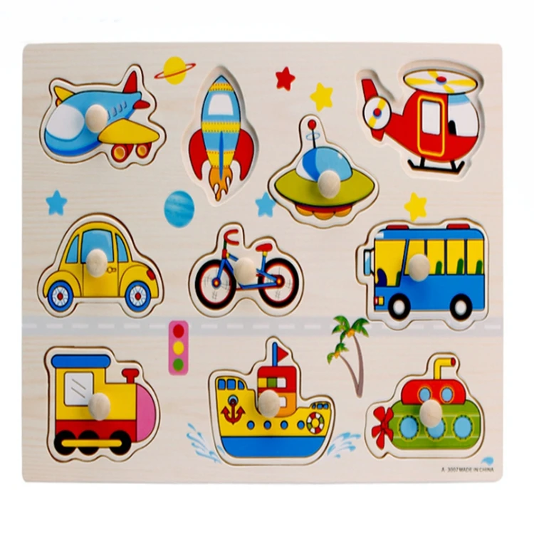 educational toy Montessori toy kids puzzle with knob toddlers cheap price wholesale wooden farm animals puzzle