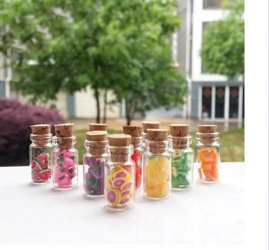
1:12 Doll House Mini Food Accessories Fruit Slices Glass Bottle with Cork Cans 