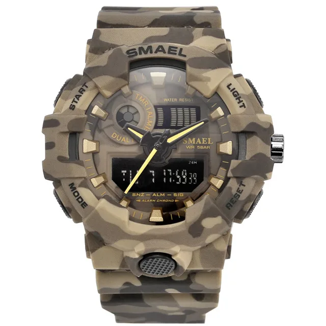 
Factory directly selling SMAEL 8001 multifunction camo vibrating alarm digital sport watch 