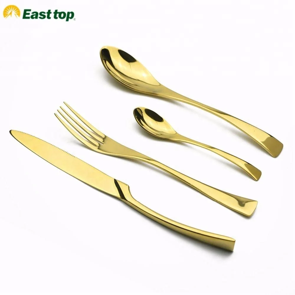 High quality flatware spoon knife and fork cutlery stainless steel rose gold cutlery set