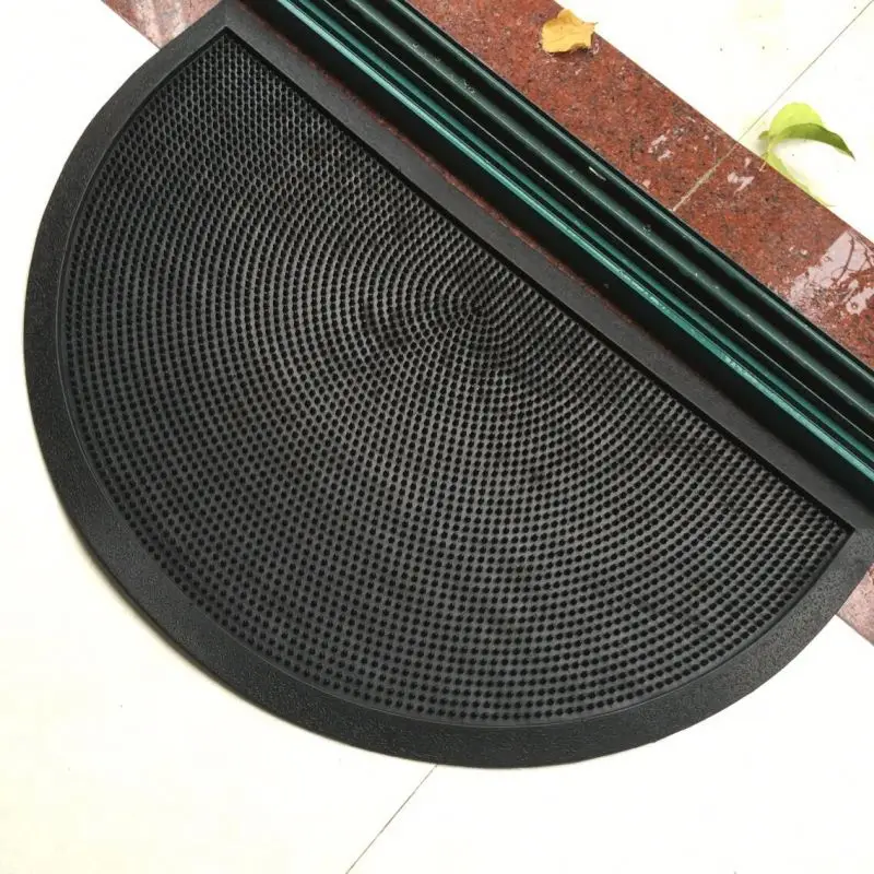 Half Moon Semi Circle Water Proof Doormat Rubber Black