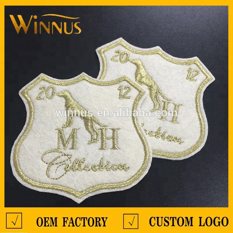 OEM manufacturer custom own logo number letters iron on embroidery felt patch