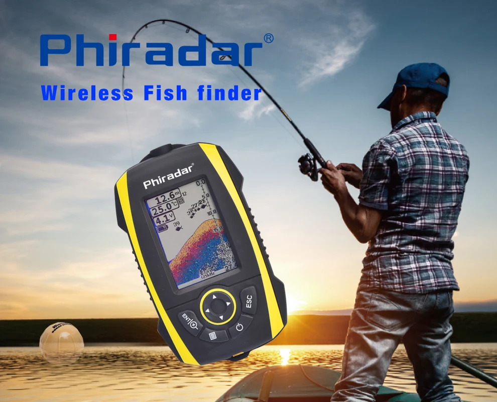 Phiradar 2.4GHZ wireless echo sounder color fish finder fish detector FF268W