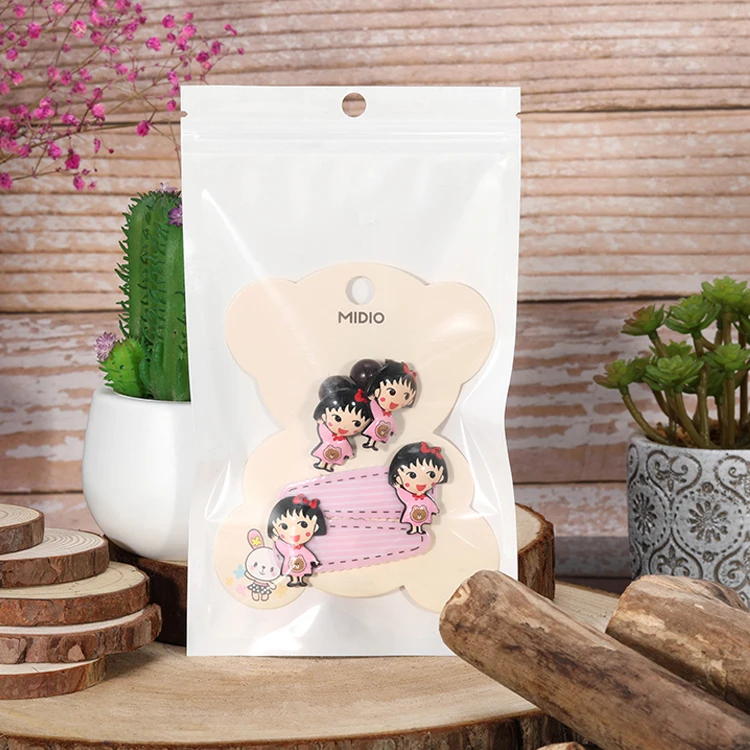 Transparent Pearl White Resealable Zip Lock Flat Mylar Display Plastic Bag With Hang Hole