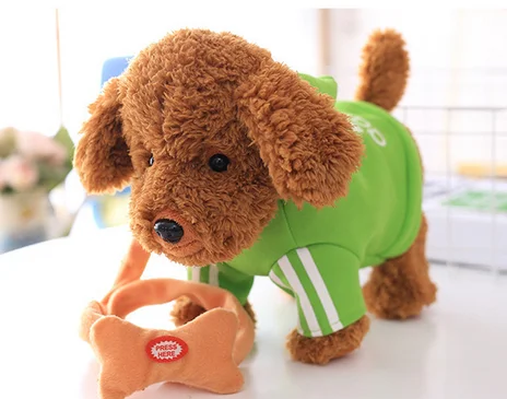 electronic plush simulaition teddy dog toys with T-shirt singing and walking dog toys