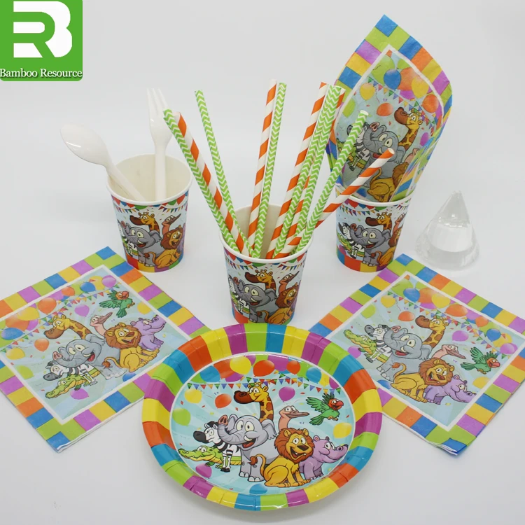 
children paper cups plates and napkins party set fluorescent wrapping paper 