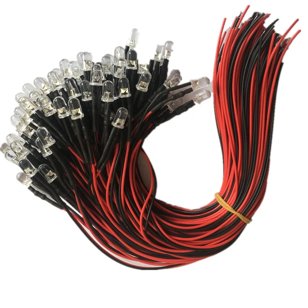 DC12V RGB Color 5mm led lamp with wire 20cm and lens kits