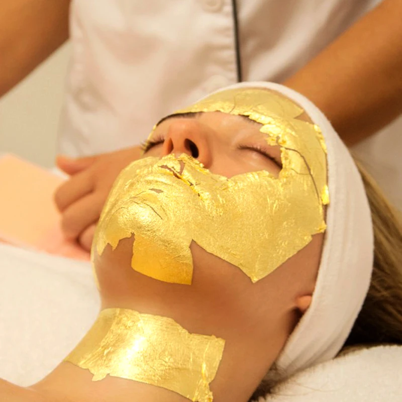 9.33*9.33 cm 25 Sheets/Transfer Pack High Quality gold leaf foil 24 k Edible gold flakes for cosmetics skin care real gold leaf