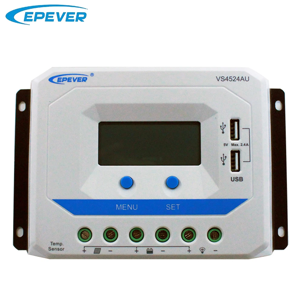 EPever 45A 12V/24V 36V 48V Solar Battery Charge Controller Dual USB-5V Solar System Charge Discharge Regulator VS4524AU VS4548AU