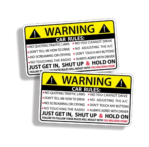 Car Safety Warning Rules Decal PVC Car Sticker