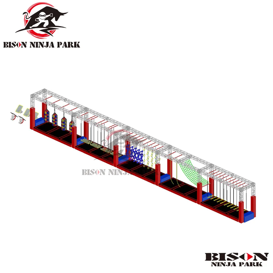 Outdoor kids ninja warrior inflatable park