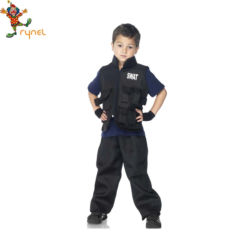 PGCC4354 Hot Selling Policemen Clothes Cops Costumes Kids Halloween Cosplay Costumes