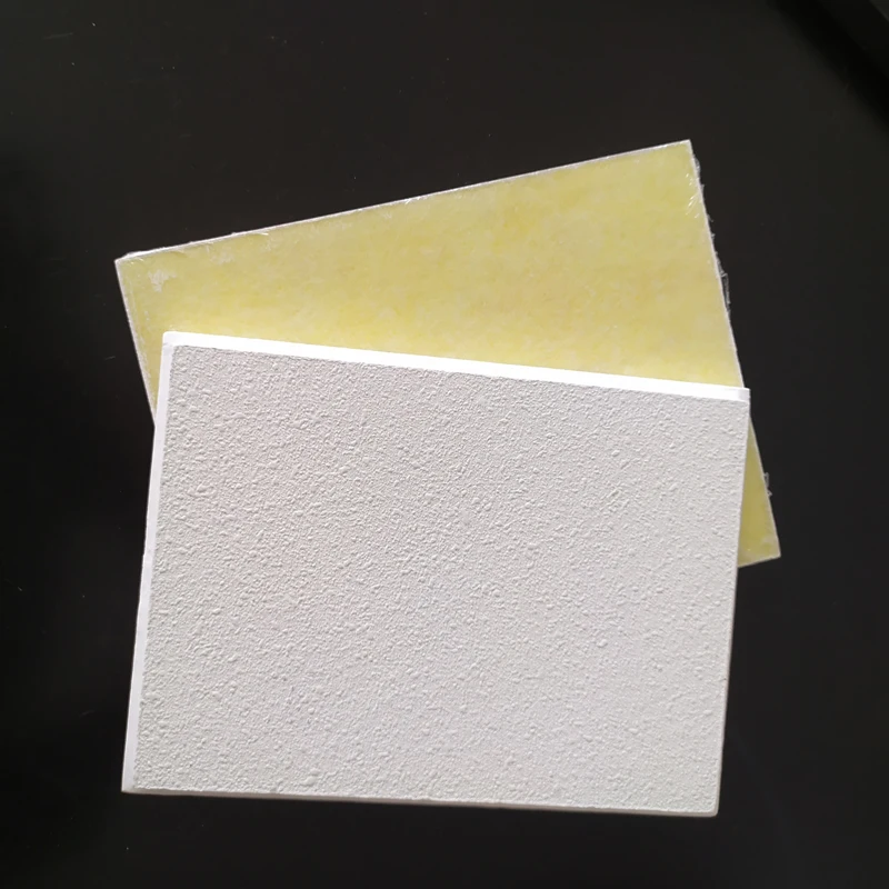 Acoustic fiberglass ceiling board with density 100kg/m3 size 600x600mm,600x1200mm white spray