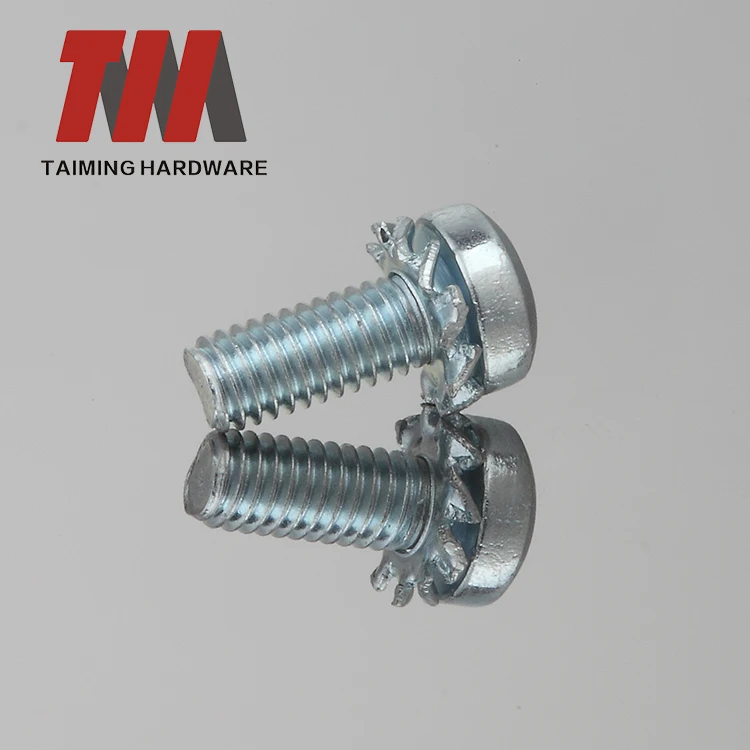 taiming Custom Pozi slot phillips combined Steel screw with External tooth washer